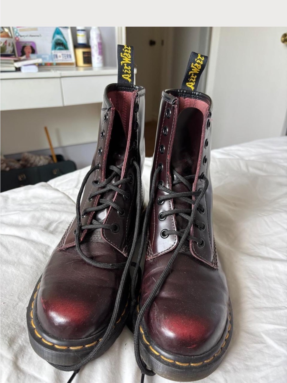 Dr. Martens Burgundy Cherry Lace-Up Combat Boots